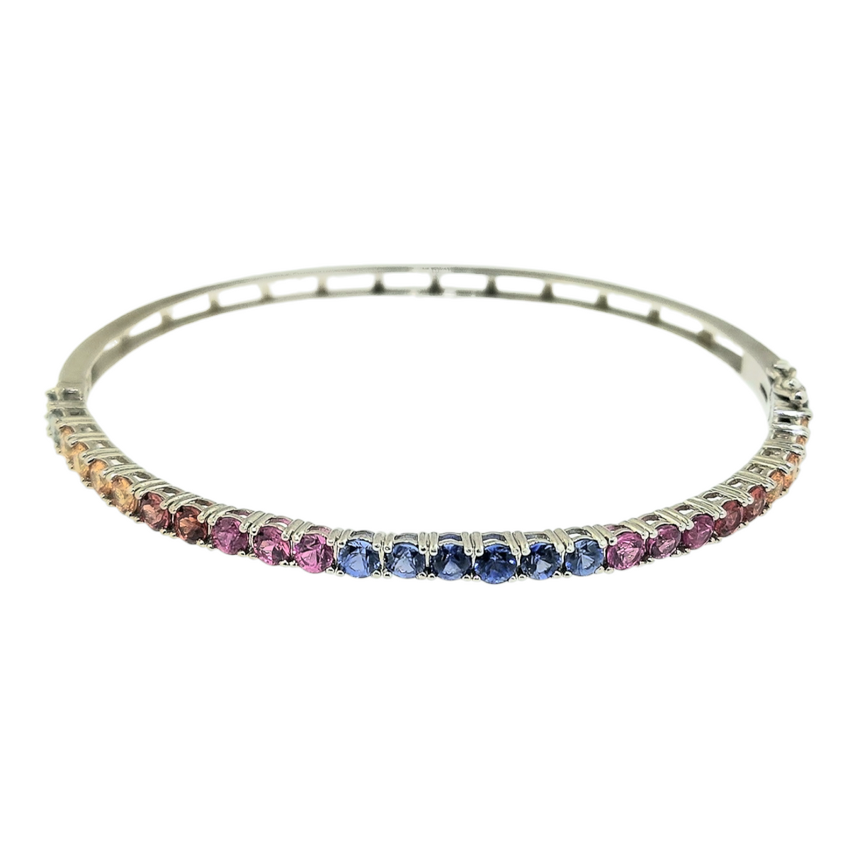 Rainbow Sapphire Bangle Bracelet- 14kt