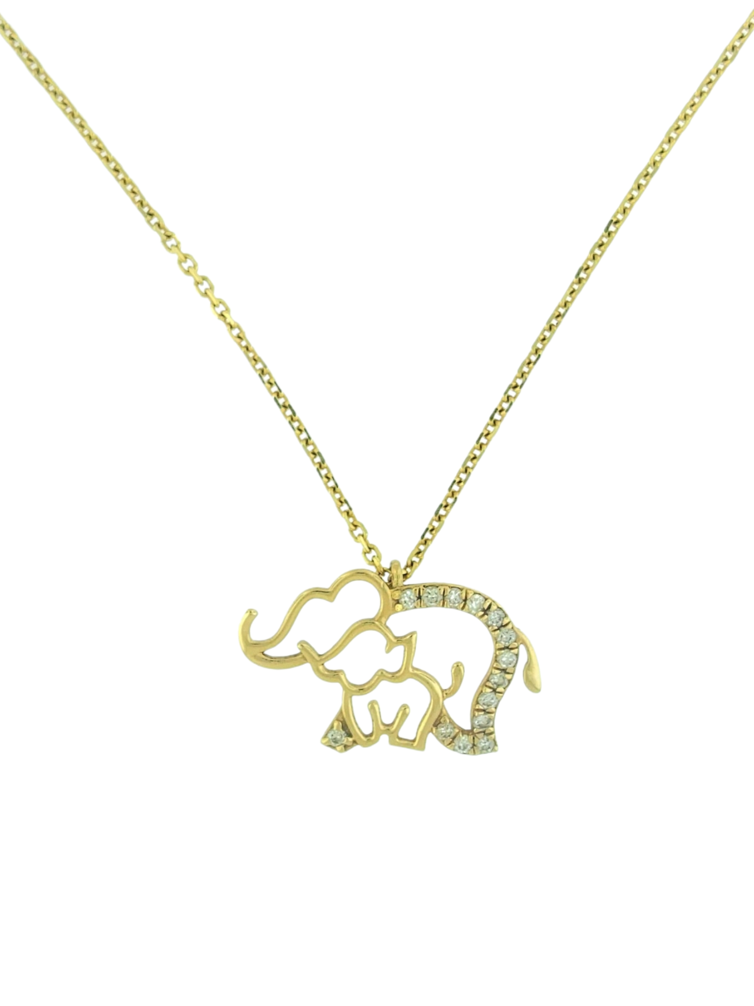 Mama & Baby Elephant - 14kt Diamond