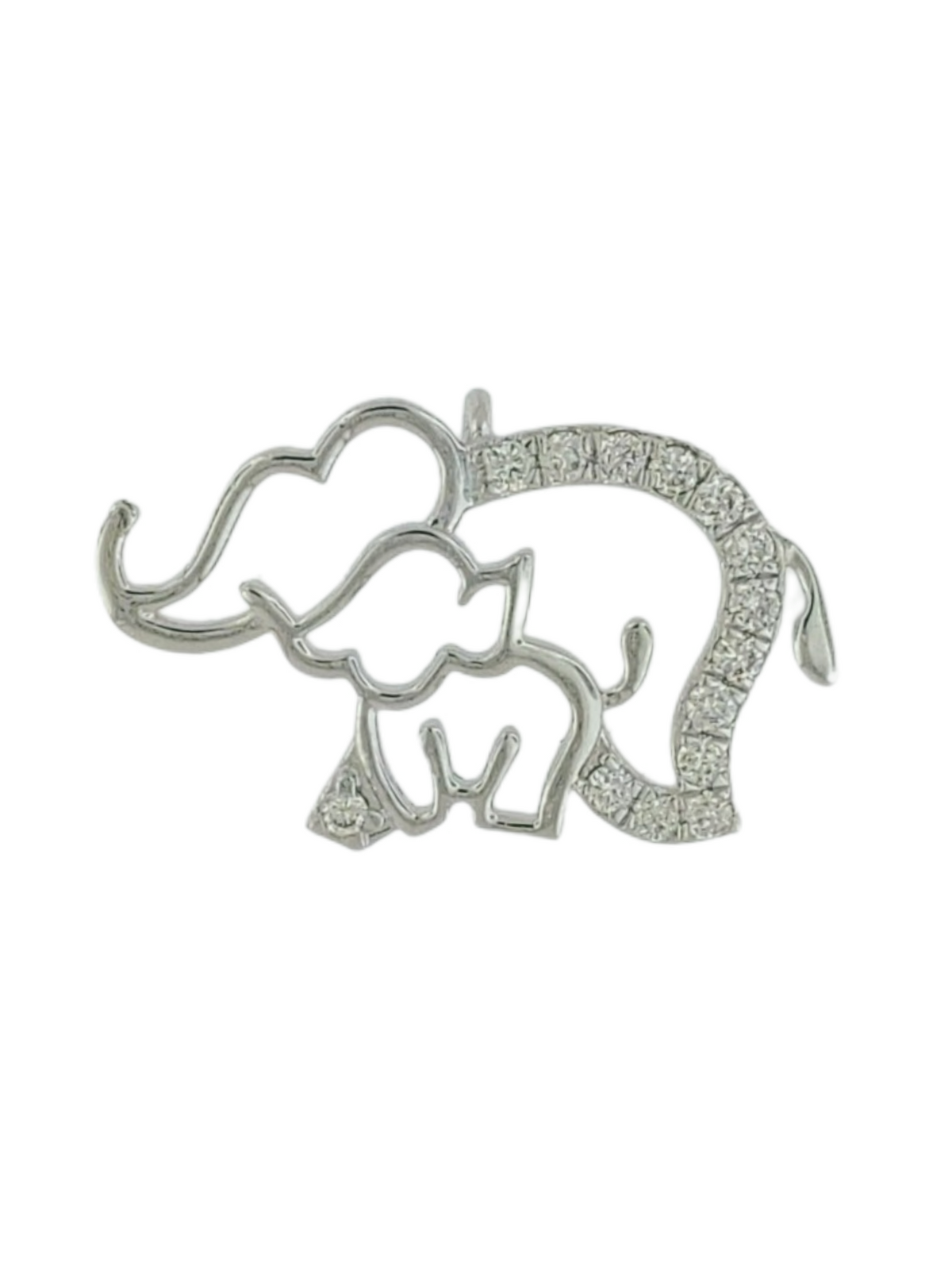 Mama & Baby Elephant - 14kt Diamond