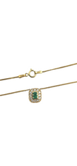 Natural Colombian Emerald and Diamond Necklace - 14kt