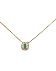 Natural Colombian Emerald and Diamond Necklace - 14kt