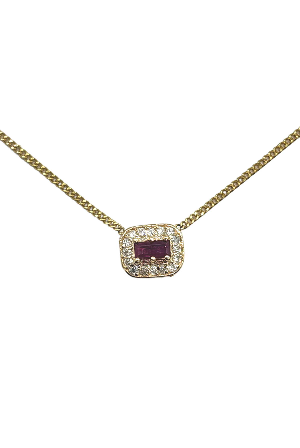 Natural Ruby and Diamond Necklace - 14kt