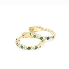 Emerald & Diamond  0.75" inch Hoop - 14kt