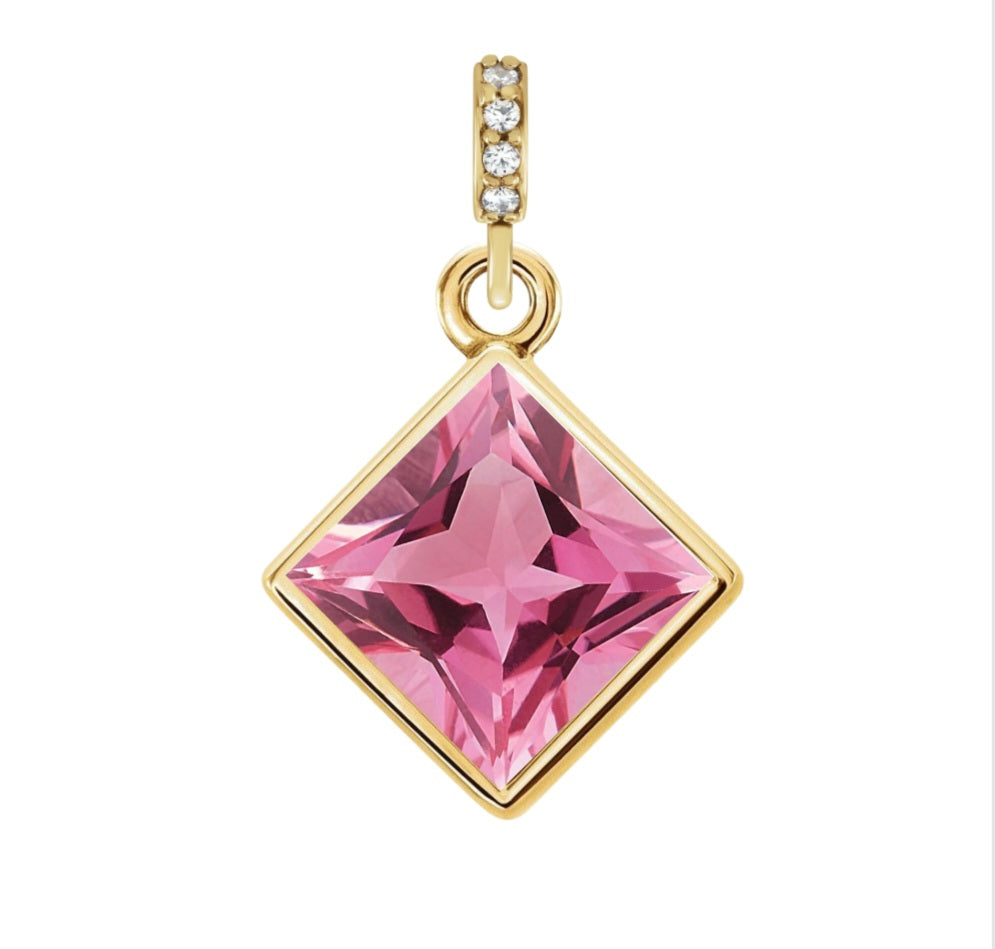 Birthstone Pendant - Solid 14kt Yellow Gold