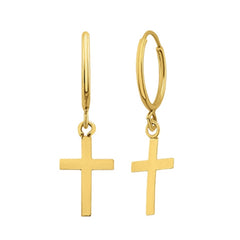 Hanging Cross Huggie Earring