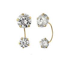 14kt Solid Yellow Gold CZ Screw Telephone Earring