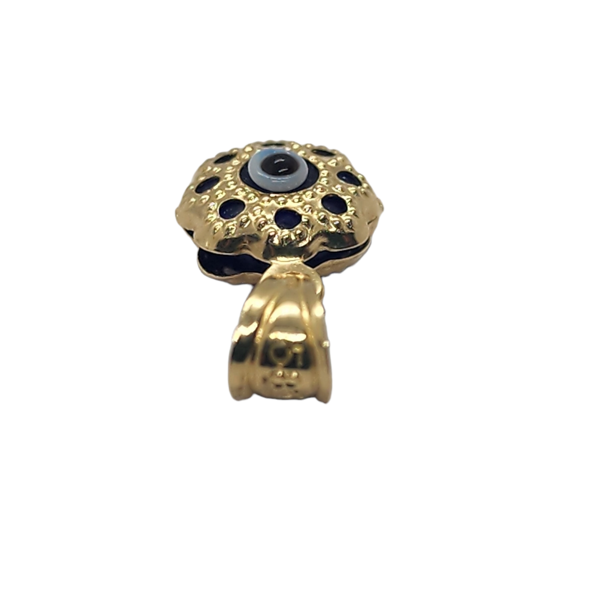 Blue Flower Evil Eye Pendant - 14kt Gold