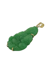 14kt Green Jade Buddha Pendant