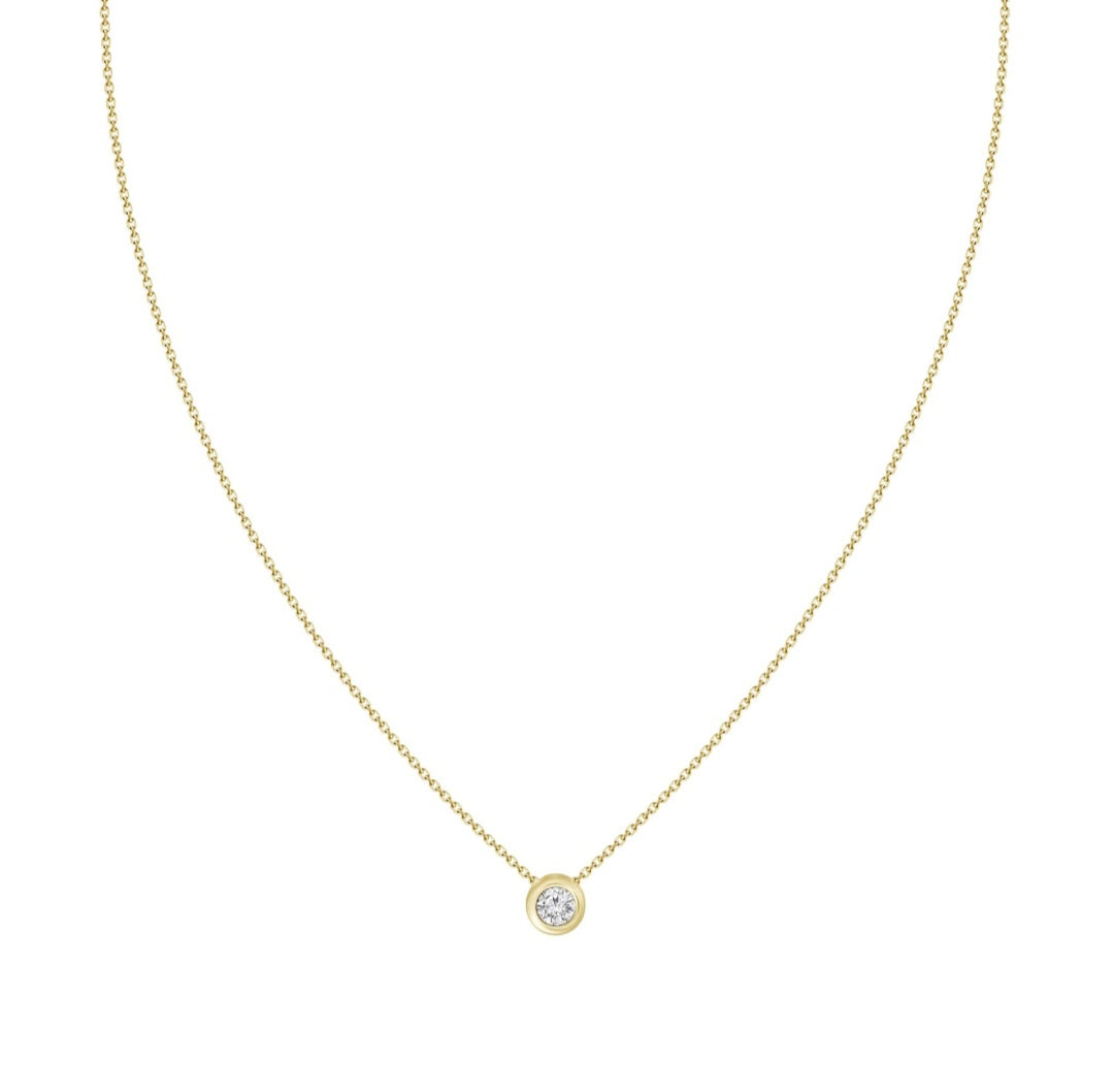 18kt YG - Solitaire 0.20ct Pendant with adjustable Chain