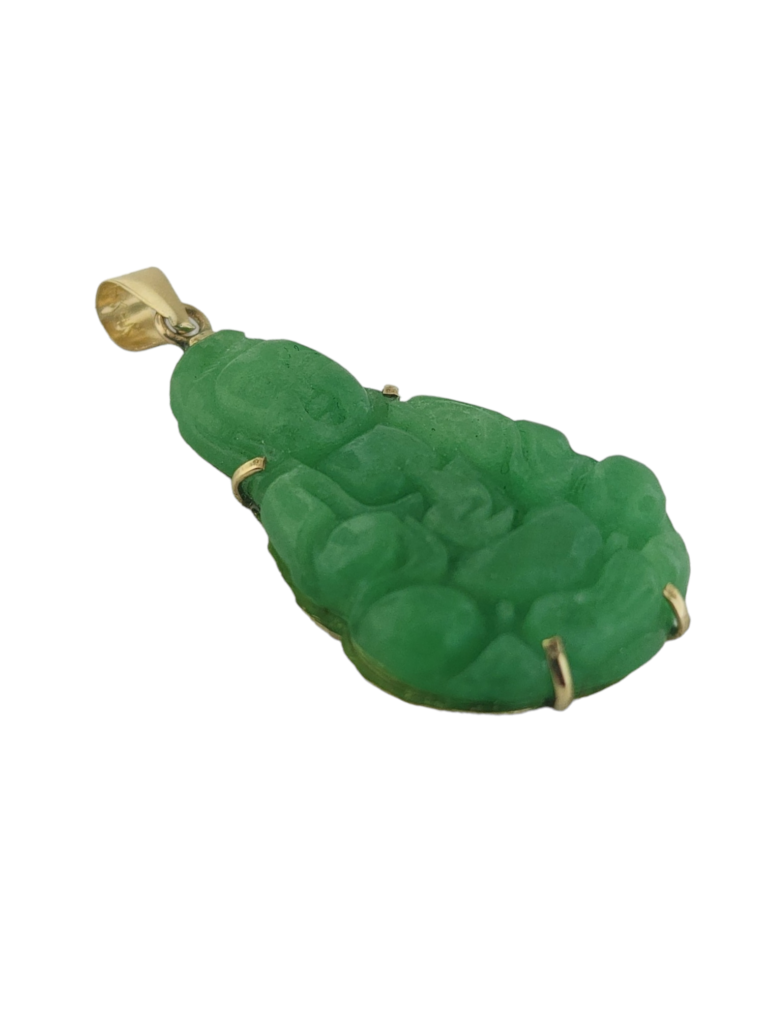 14kt Green Jade Buddha Pendant