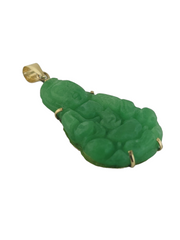 14kt Green Jade Buddha Pendant