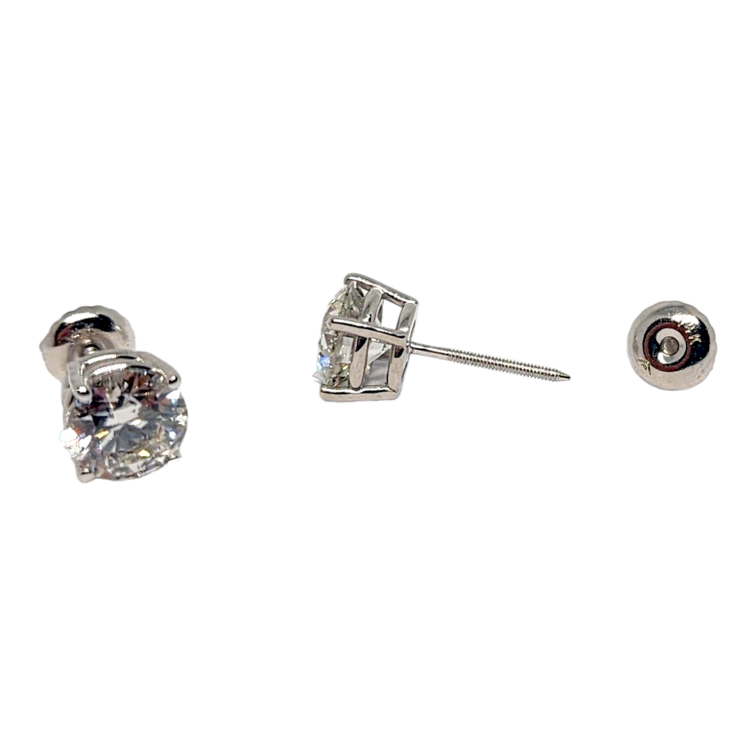 Brilliant Round - SOLITAIRE STUD EARRINGS 2.00ctw Lab Diamond