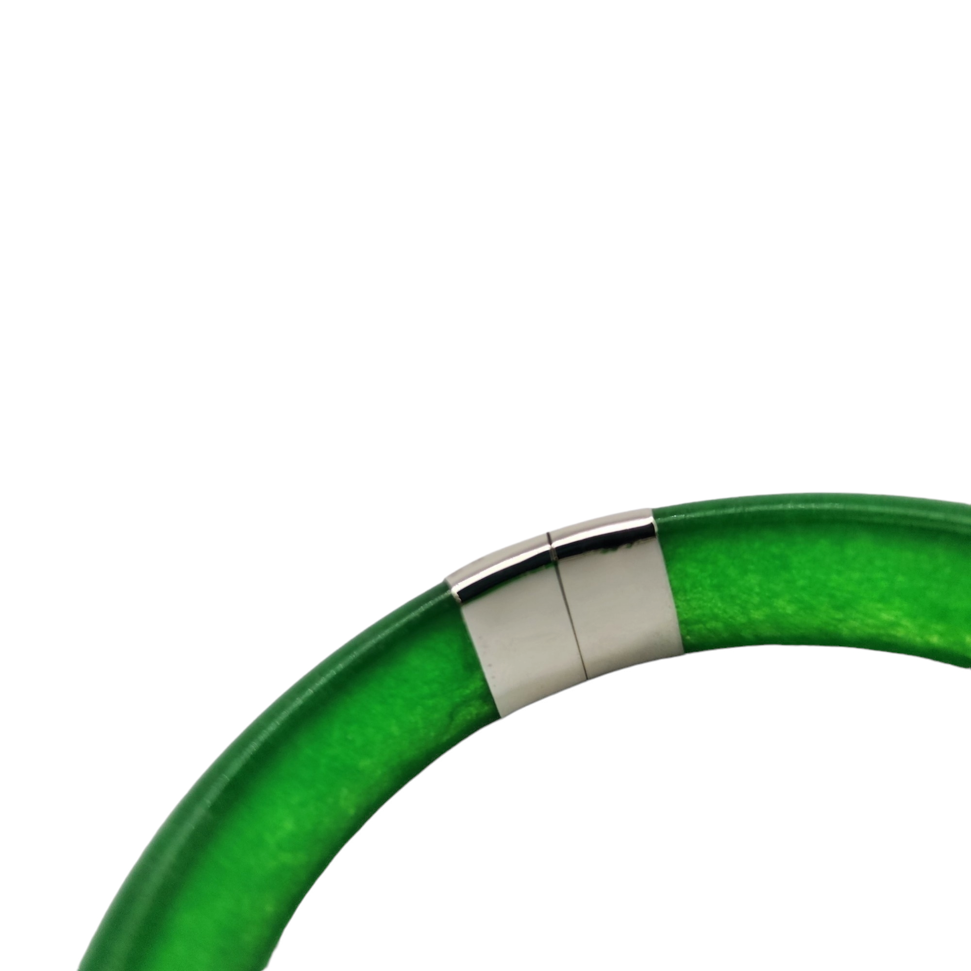 Green Jade Bangle - Sterling Silver Lock