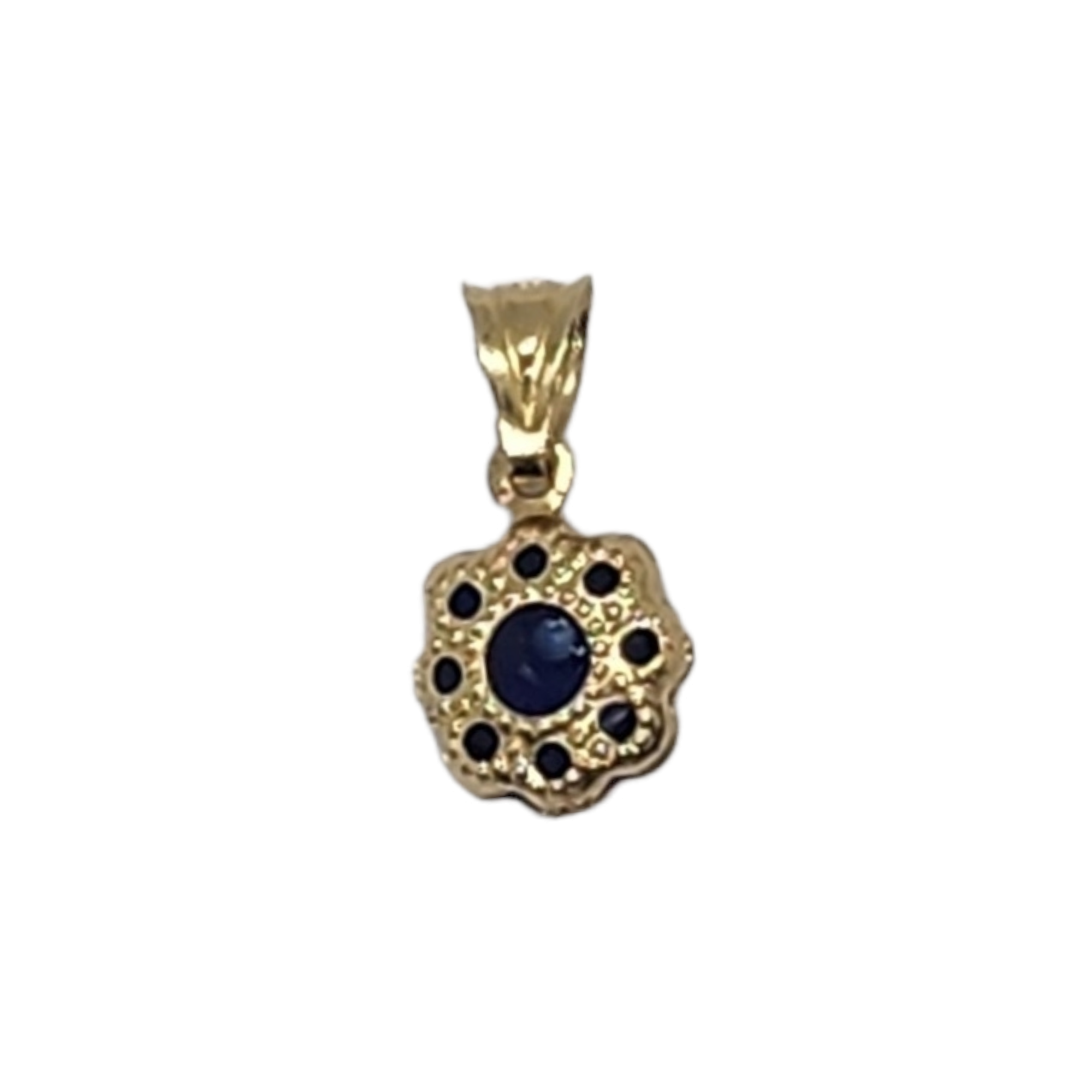 Blue Flower Evil Eye Pendant - 14kt Gold