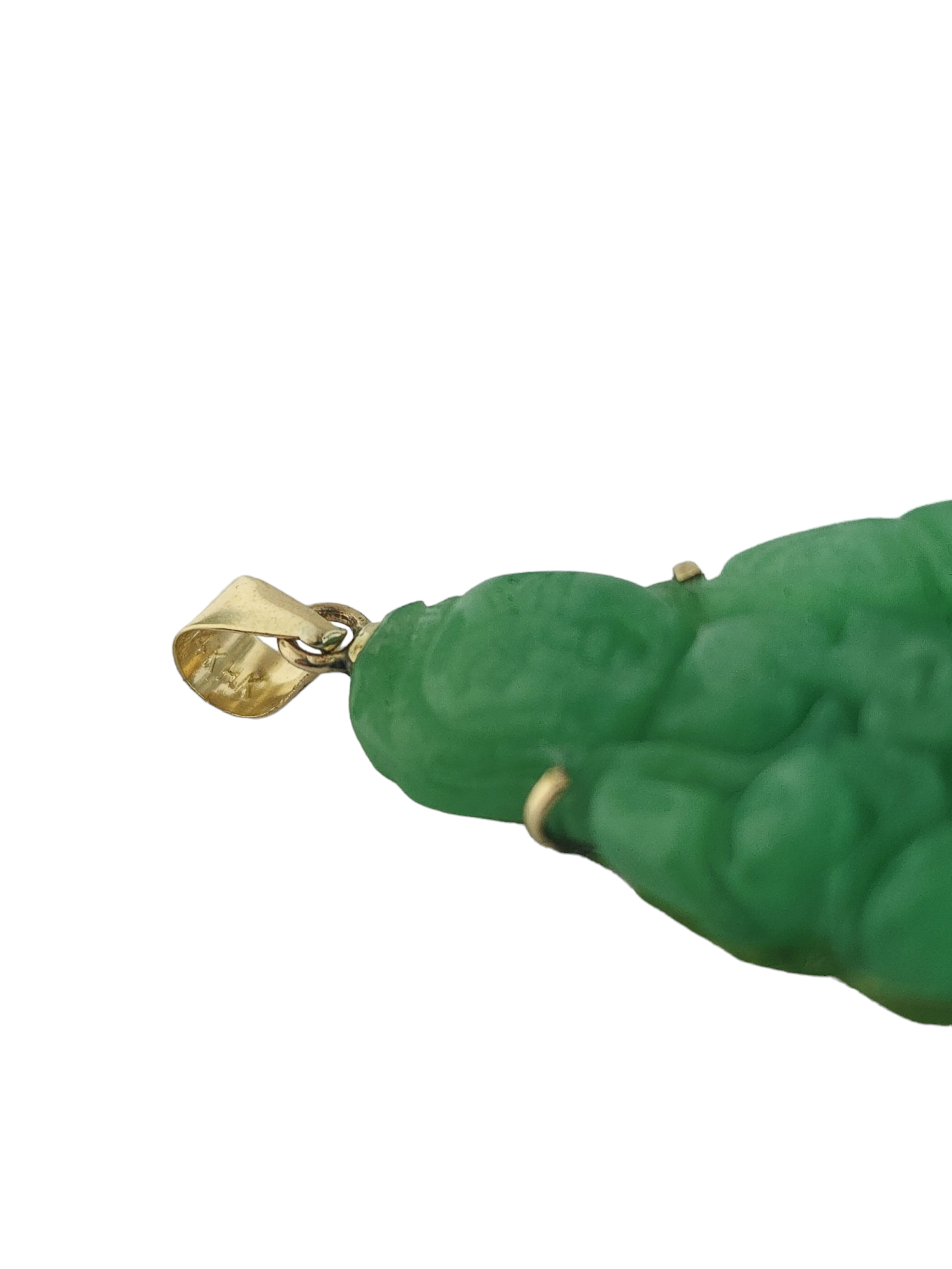 14kt Green Jade Buddha Pendant