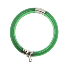 Green Jade Bangle - Sterling Silver Lock