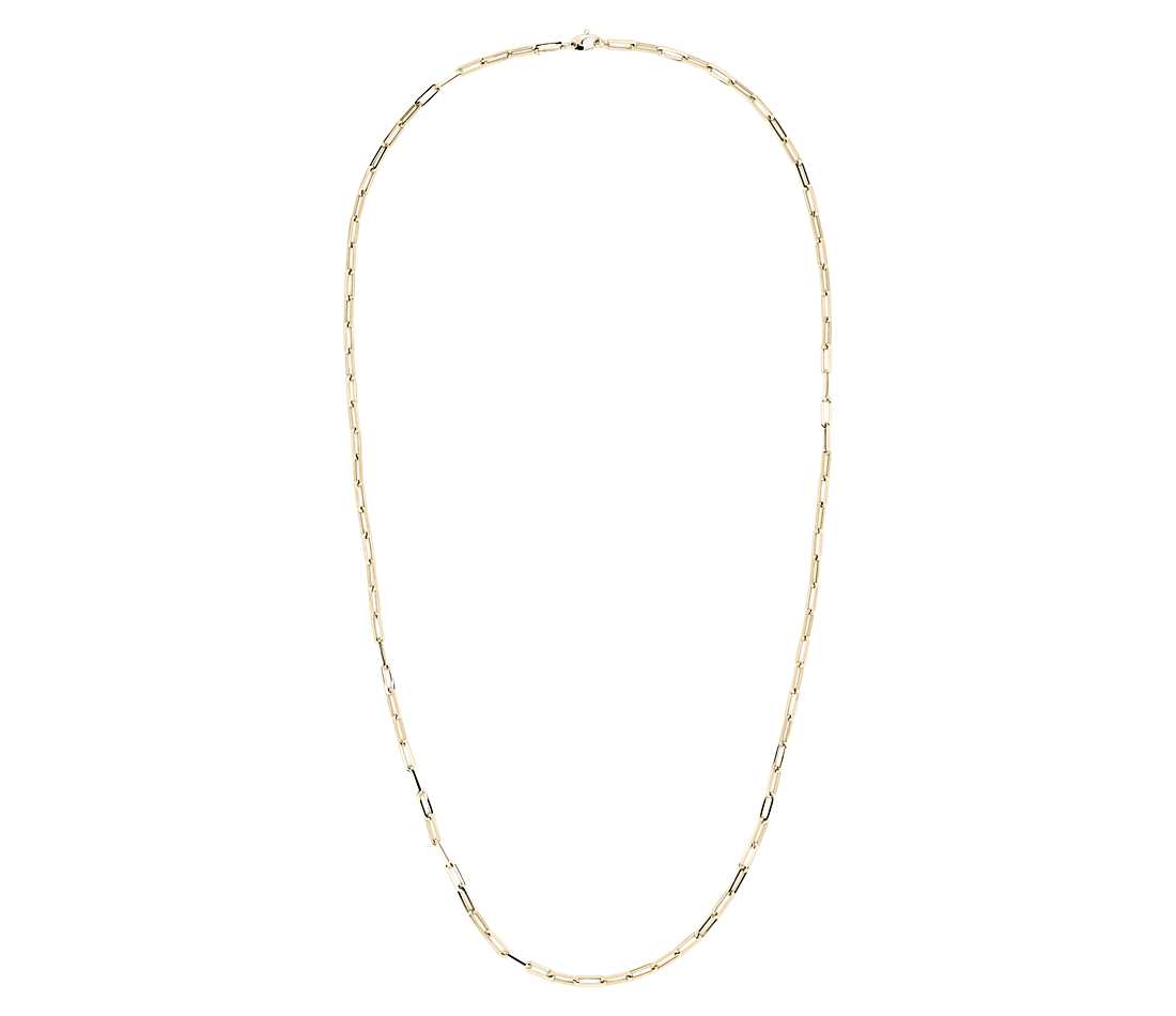 10kt Yellow Gold Hollow 2mm Paper Clip Link Chain