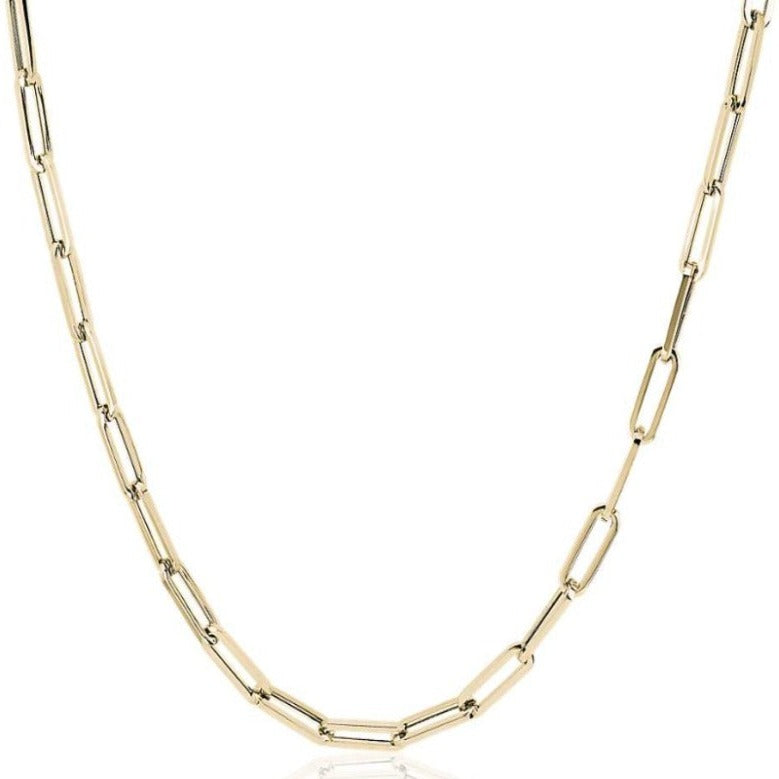 10kt Yellow Gold Hollow 2mm Paper Clip Link Chain