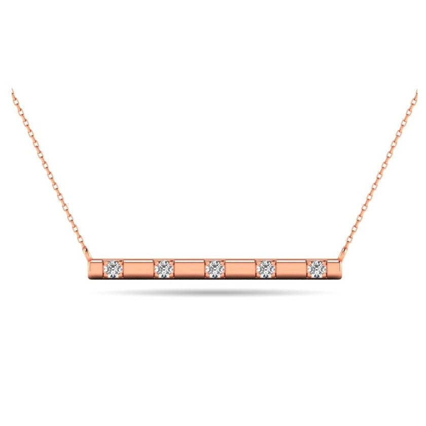 10kt Rose Gold 0.10ct White Diamond Bar Necklace