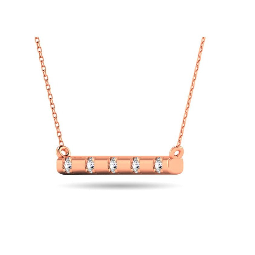 10kt Rose Gold 0.10ct White Diamond Bar Necklace