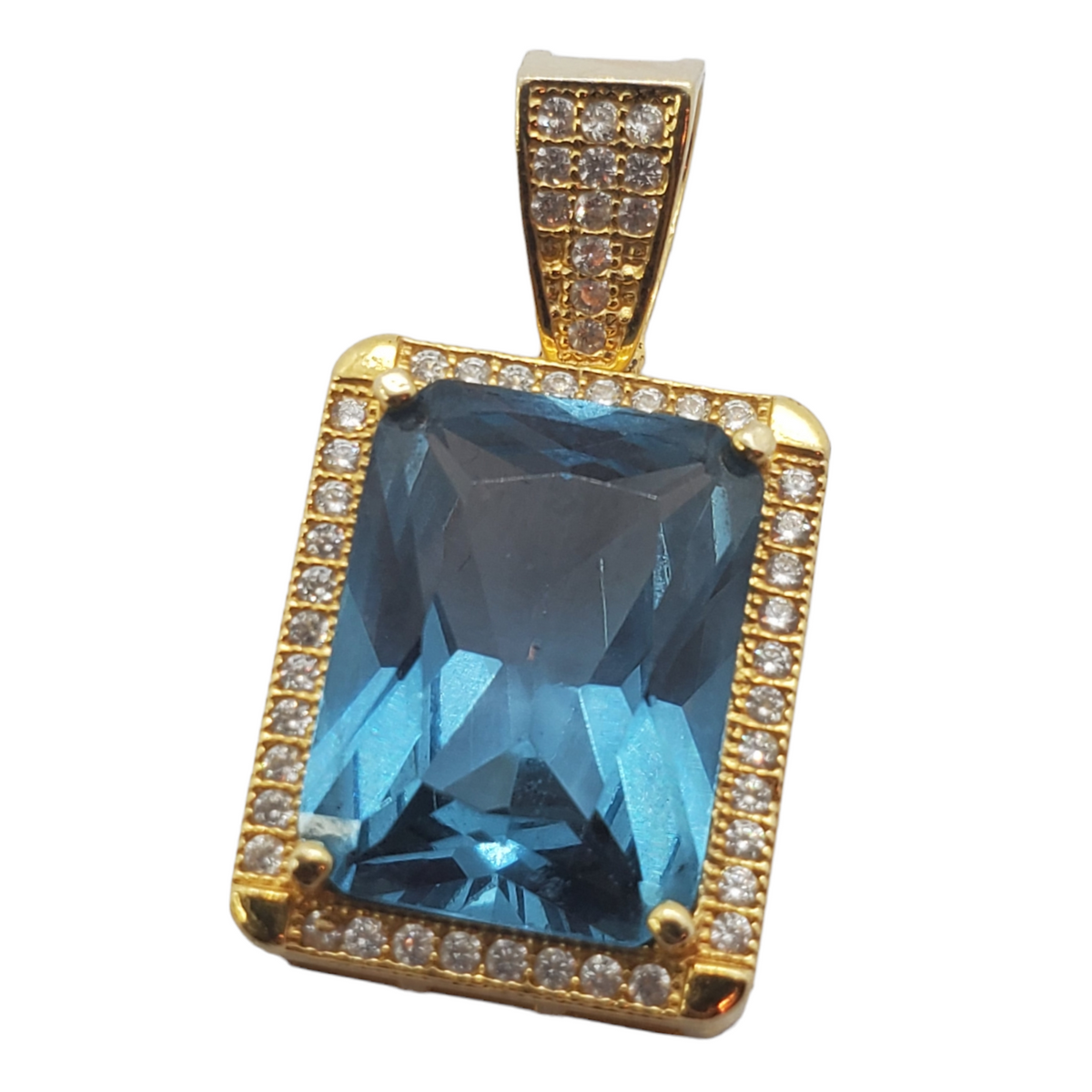 10kt Yellow Gold Blue CZ Pendant