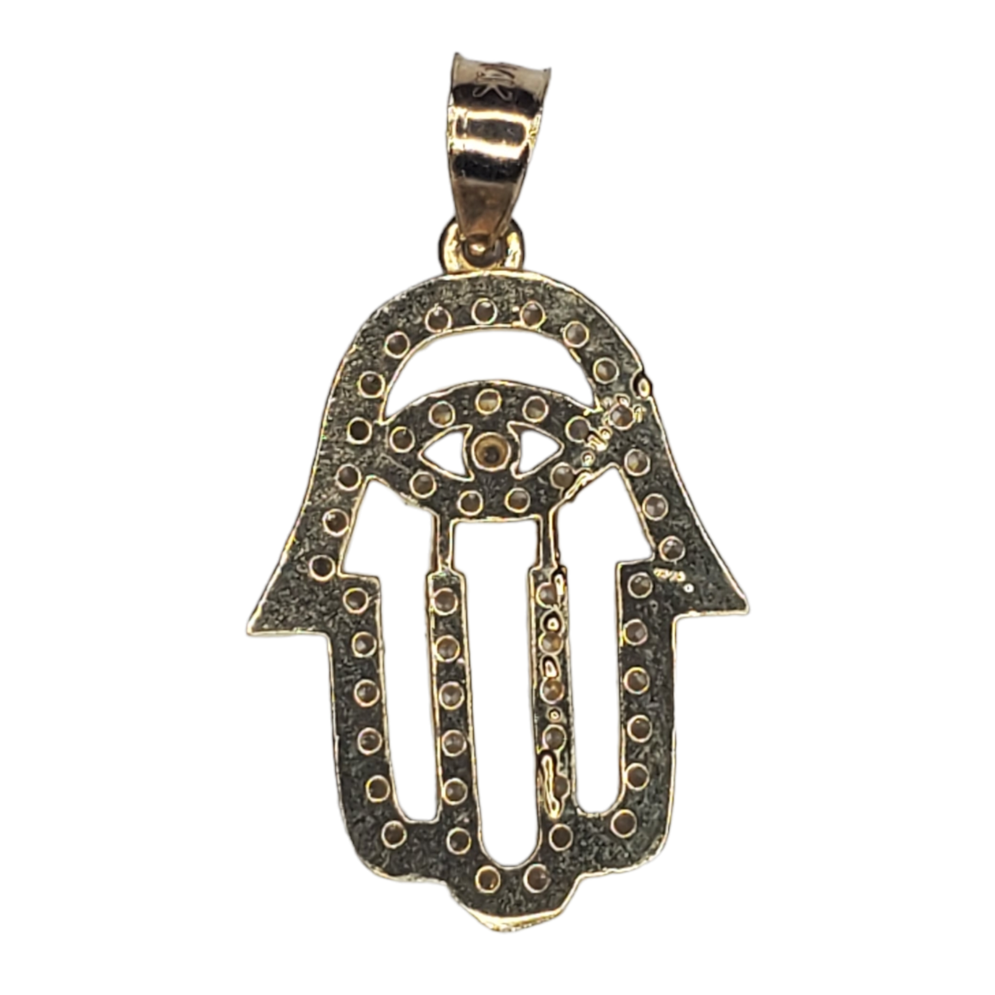 14kt Yellow Gold - CZ Hamsa (Gods Hand)