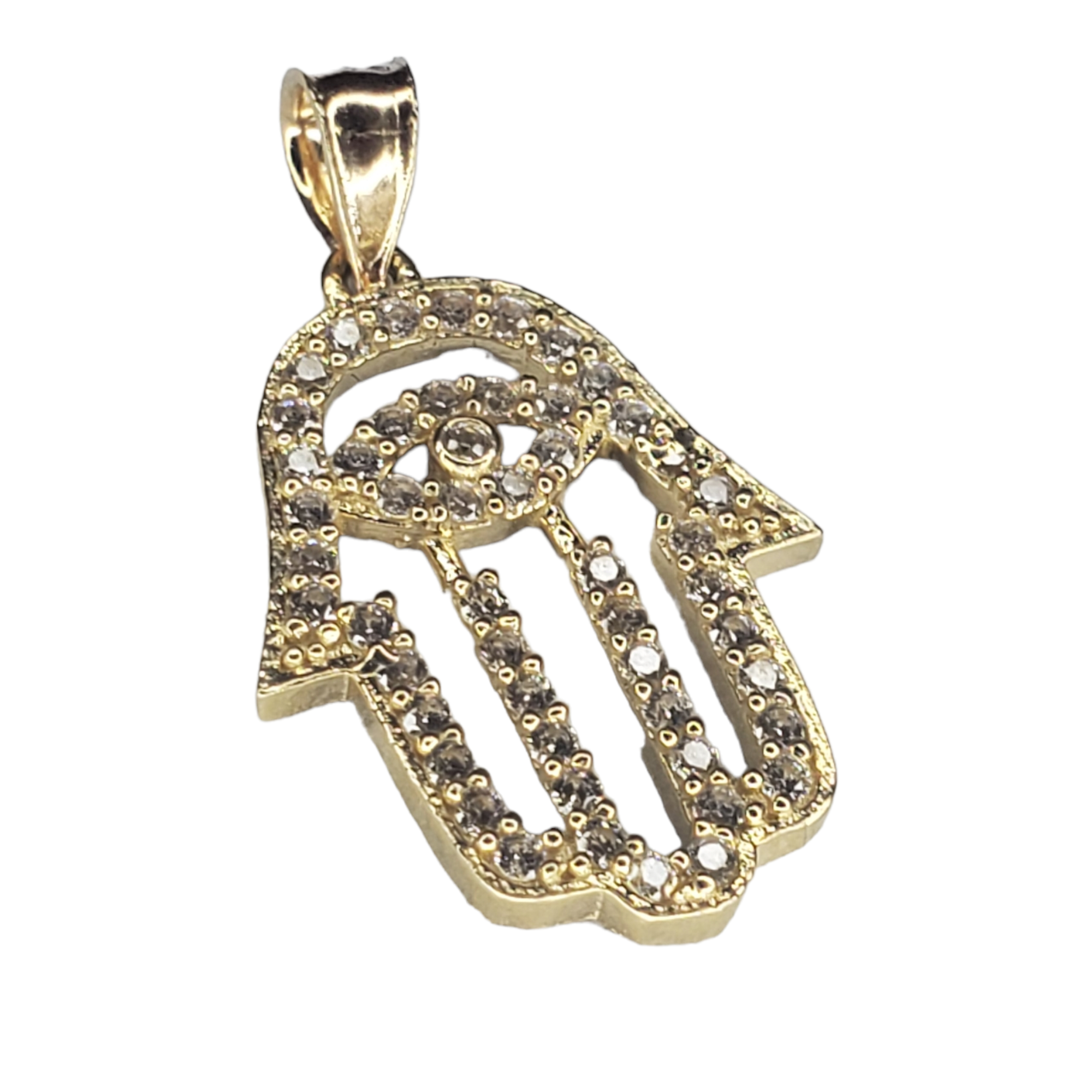 14kt Yellow Gold - CZ Hamsa (Gods Hand)