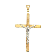 14kt Two-Tone Gold Hallow Crucifix Pendant