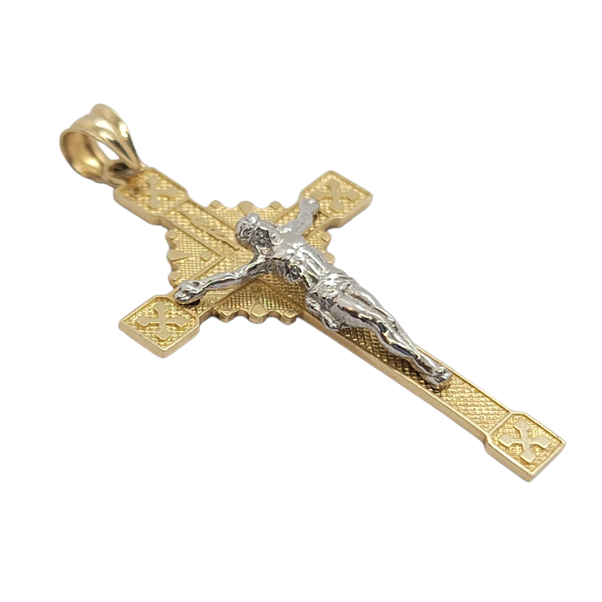 14kt Two-Tone Crucifix Cross