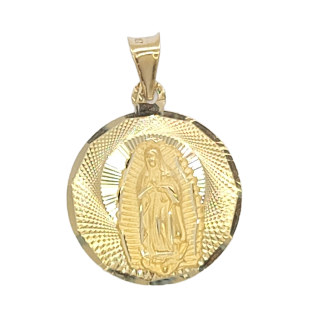 14kt Yellow Gold - Virgin Mary Guadalupe Round Medallion