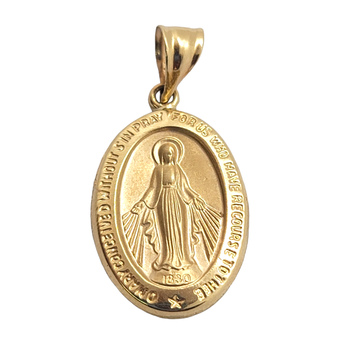 14kt Yellow Gold Miraculous Medal - Virgen Guadalupe