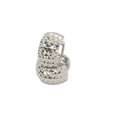 14kt White Gold Diamond Cut 7.5mm Rounded Huggies