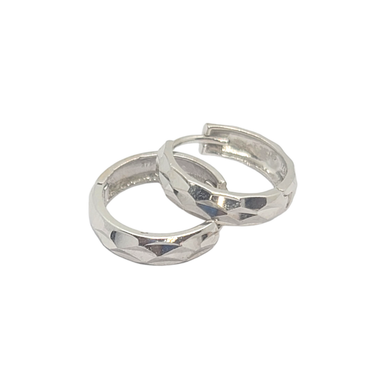 14kt White Gold 3.7mm Huggie Hoops 0.55"inches