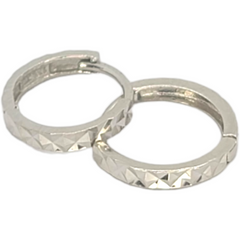 14kt White Gold Huggies with Pattern 0.45"