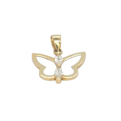 10kt Yellow Gold - Small Butterfly Charm Pendant CZ