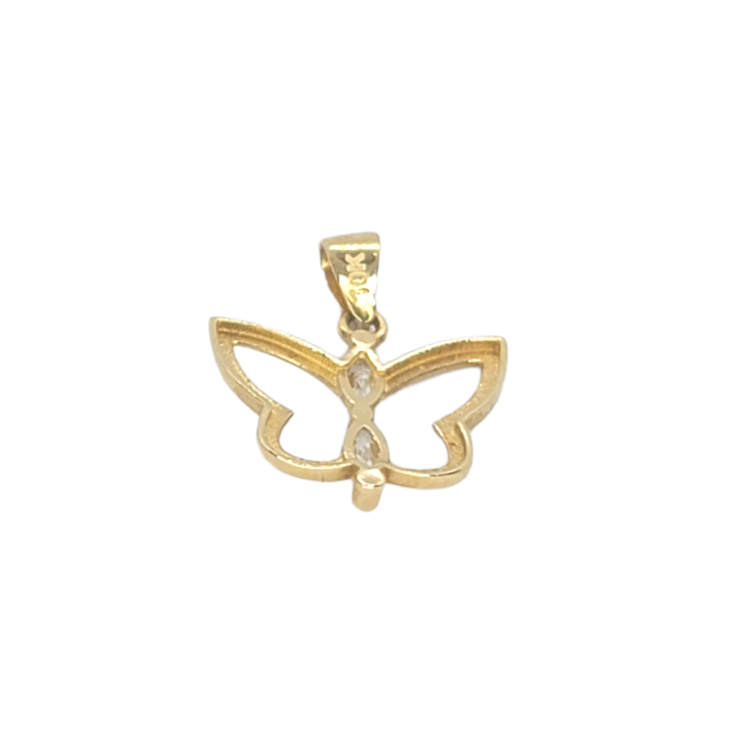 10kt Yellow Gold - Small Butterfly Charm Pendant CZ