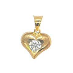 14kt Two-Tone Gold (Rose Gold Accent) CZ Heart Charm Pendant