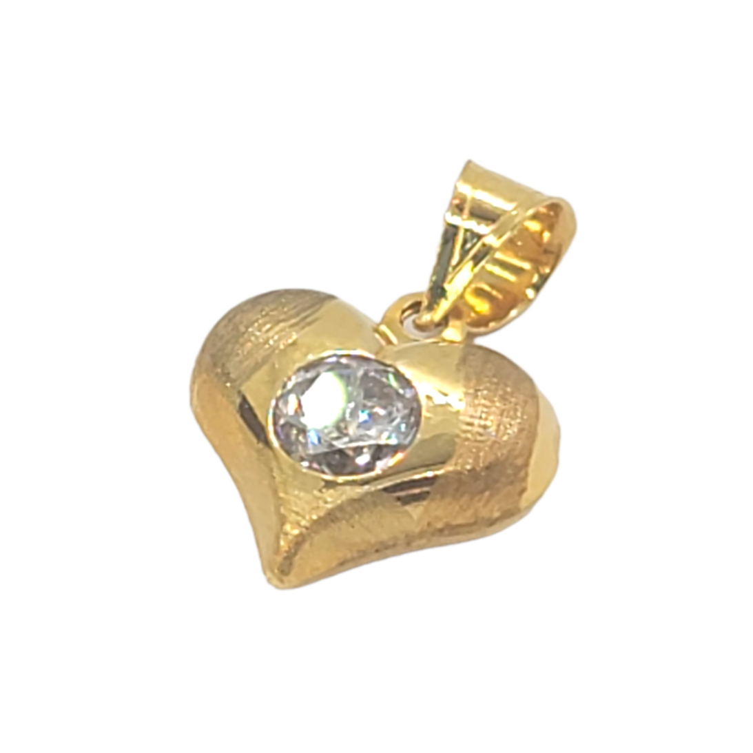 14kt Two-Tone Gold (Rose Gold Accent) CZ Heart Charm Pendant