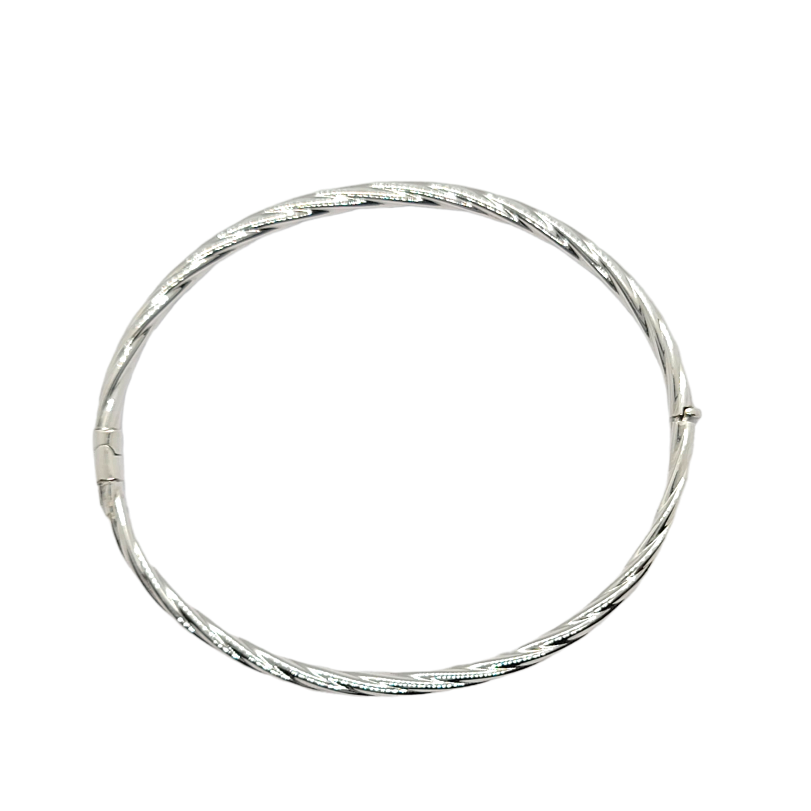 14kt White Gold 3mm Twist Bangle Bracelet