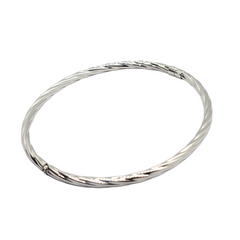 14kt White Gold 3mm Twist Bangle Bracelet