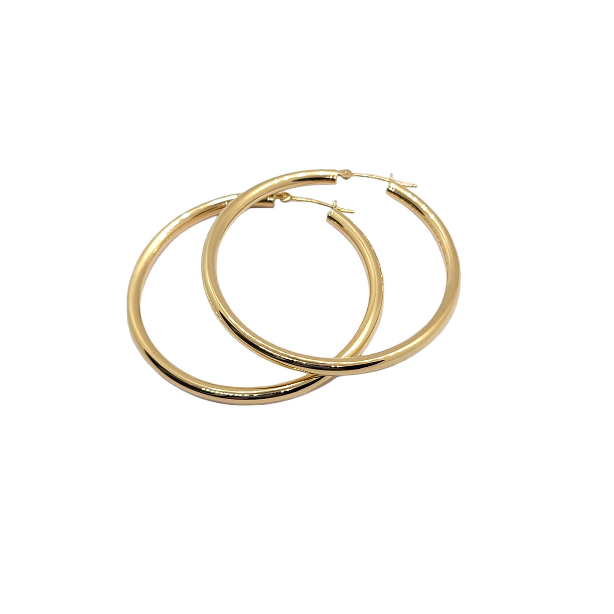 14kt Yellow Gold 3mm Hoops 1.7" inches