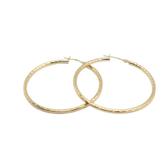 14kt Yellow Gold 2.2mm Hoops - Diamond Cut Pattern