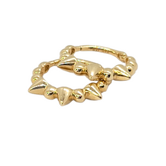 14kt Yellow Gold 3mm Spike Huggie Hoops