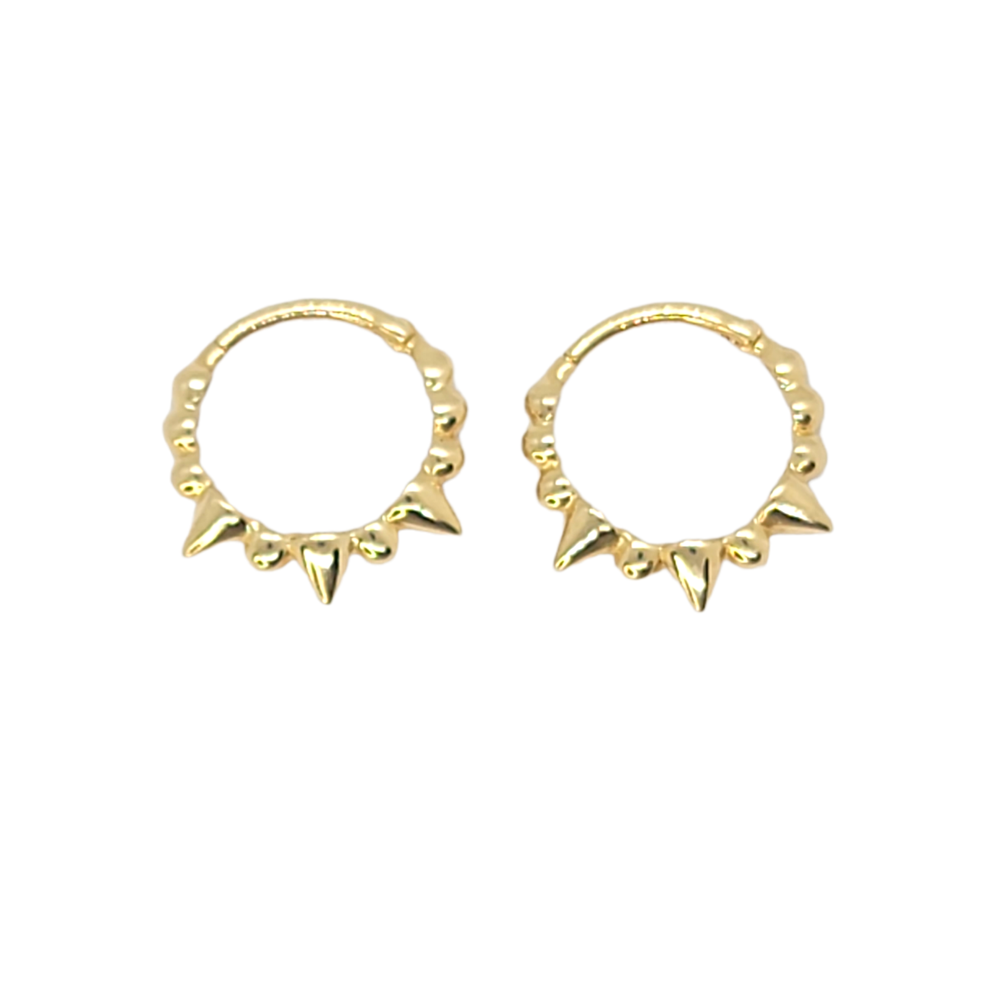 14kt Yellow Gold 3mm Spike Huggie Hoops