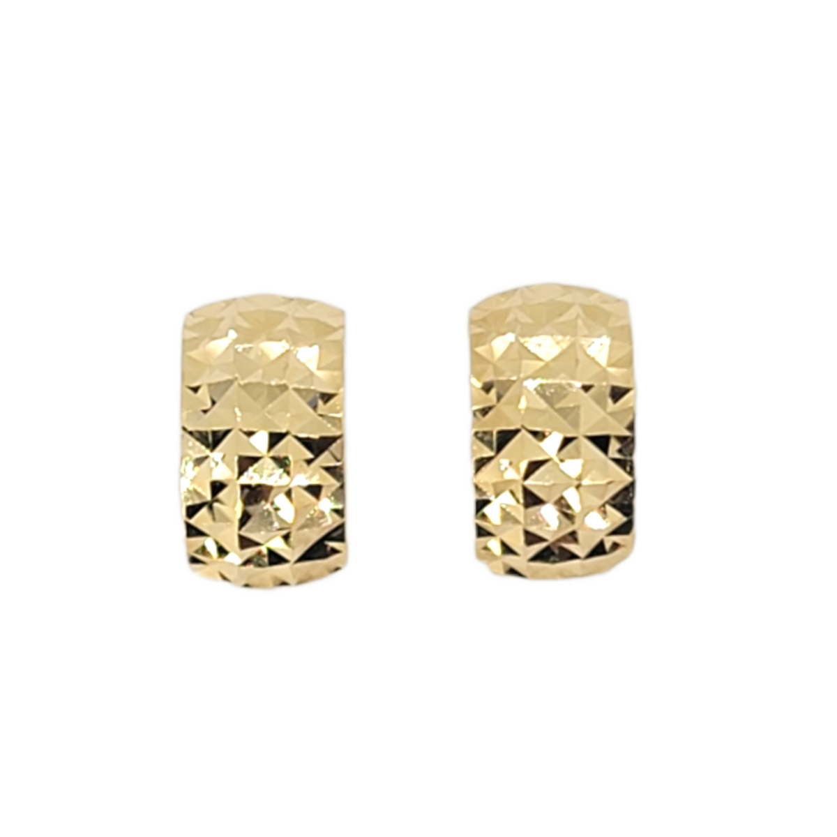 14kt Yellow Gold Diamond Cut 7.6mm Rounded Huggies