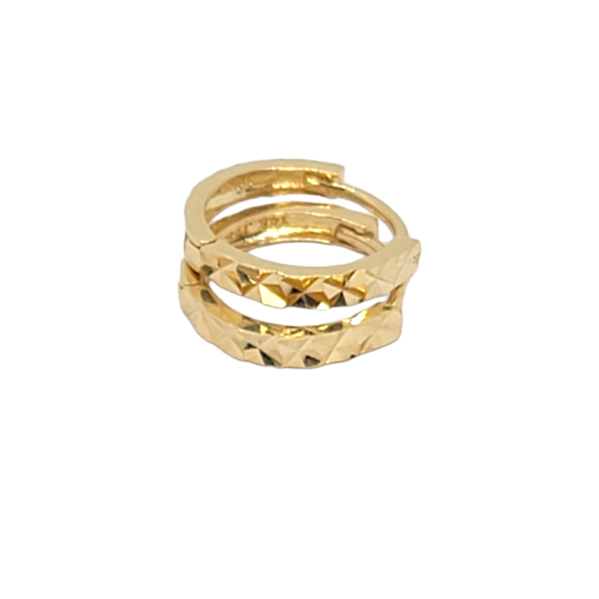 14kt Yellow Gold Huggies with Pattern 0.45"