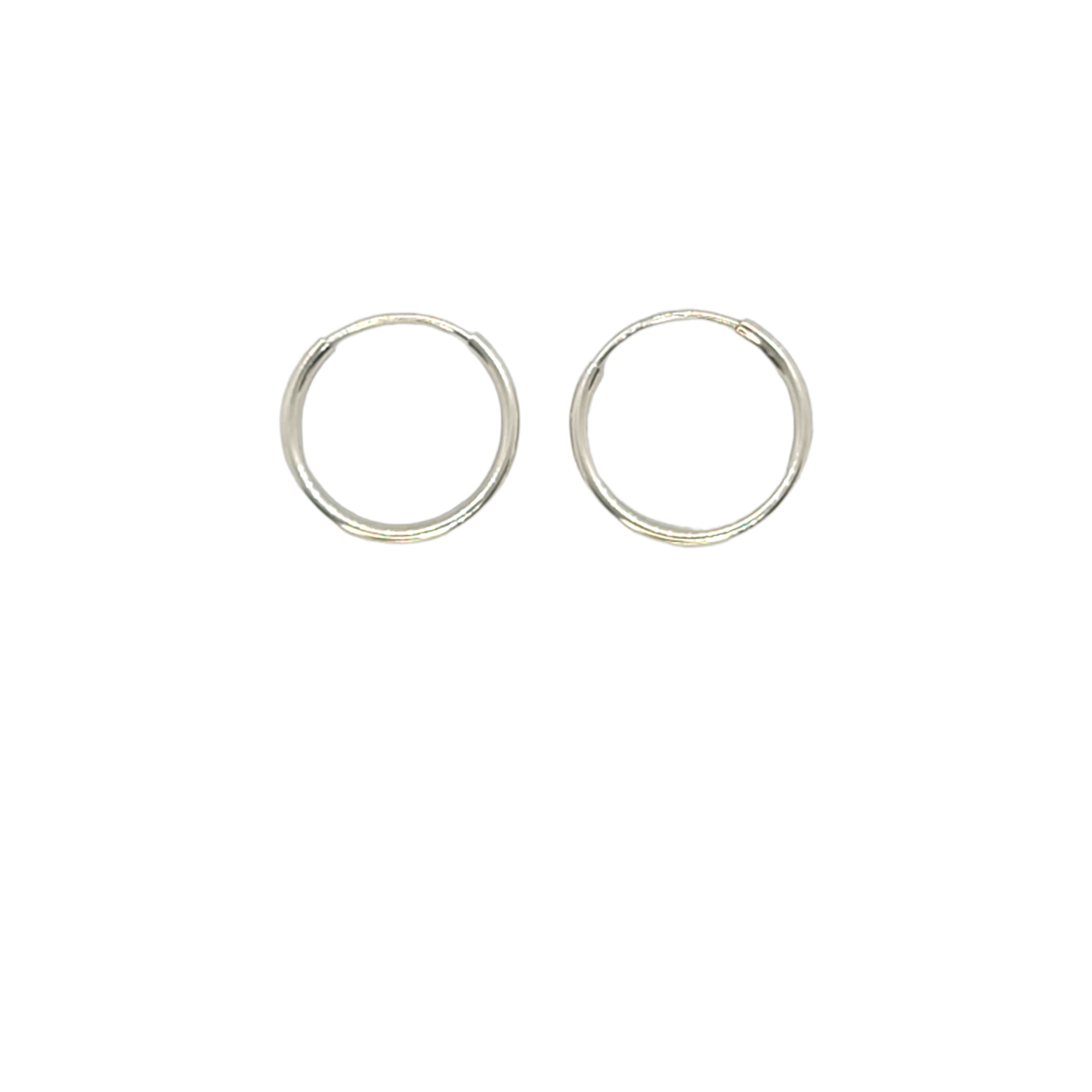 14kt White Gold Endless Huggie Hoops 0.40"inches