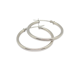 14kt White Gold 1" inch Hoop