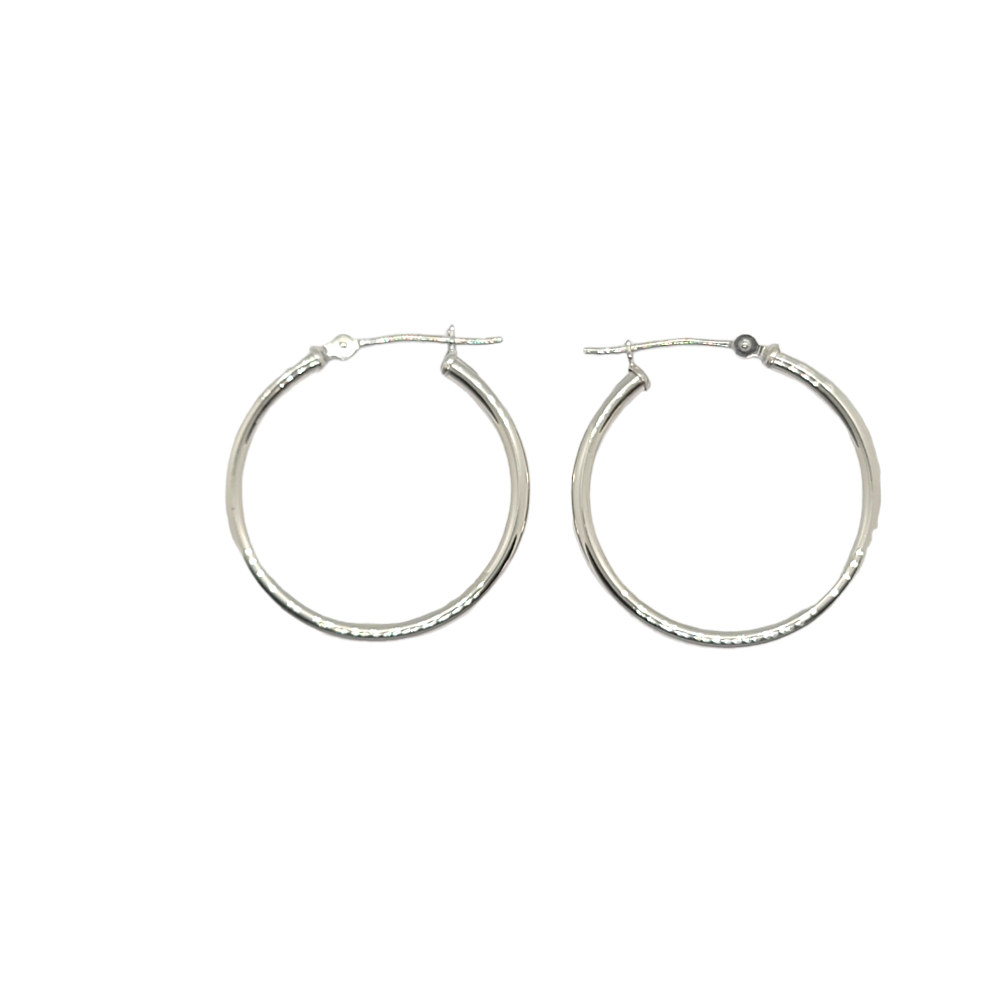 14kt White Gold 1" inch Hoop