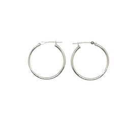 14kt White Gold 1" inch Hoop